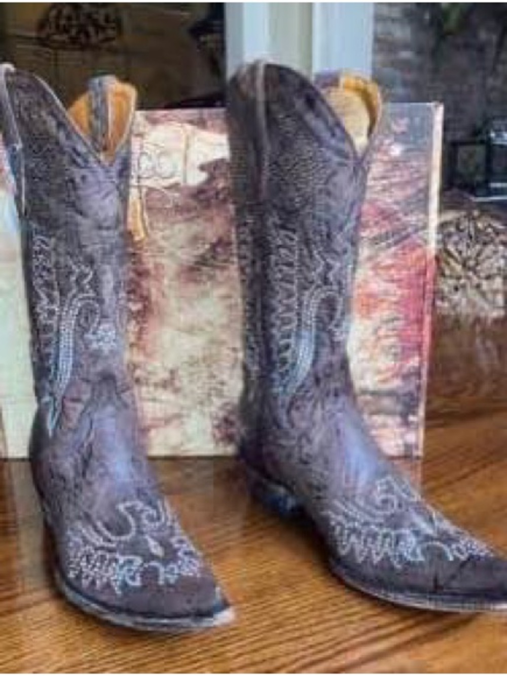 Old Gringo Brown Leather Western Crystal-Studded Eagle Heeled Boots - Picture 2 of 8
